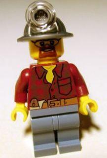 LEGO Minifigure-Flannel Shirt with Pocket and Belt, Sand Blue Legs, Mining Helmet, Safety Goggles-Town / City / Construction-CTY309-Creative Brick Builders